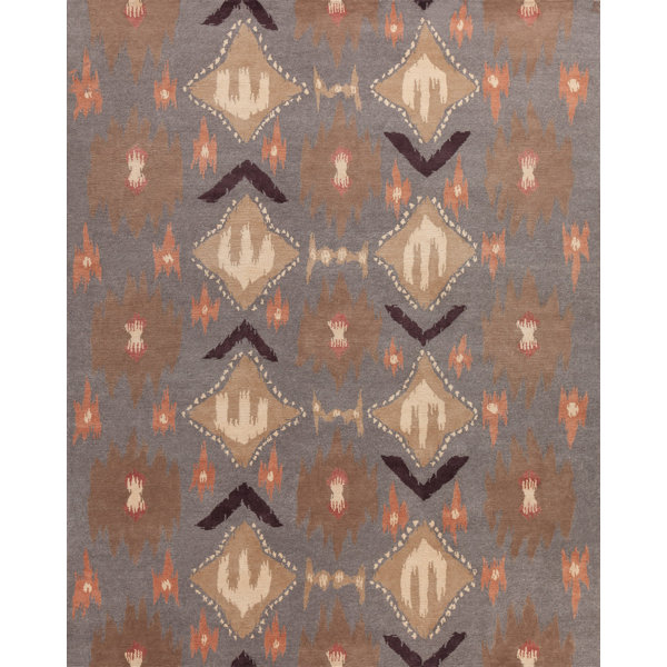 New Moon Rugs Mesa HandKnotted Wool Southwestern Area Rug in Charcoal
